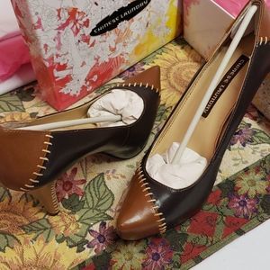 NWT Chinese Laundry Size 8.5 real leather brown/multi heels!